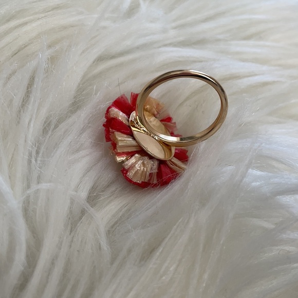 NWT Cato gold red color paper flower statement ring costume jewelry floral ring - Picture 12 of 16